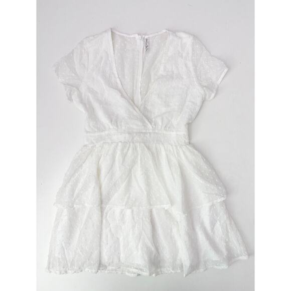 Lucky in the Sky White Tiered Mini Dress - Size Small - Picture 2 of 6